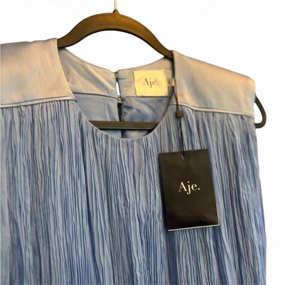 NWT Aje Solstice Pleated Midi Dress Mist Blue Size 8 - Picture 3 of 13